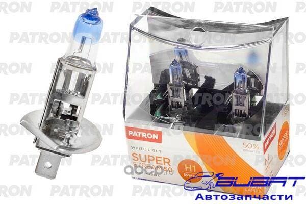 Комплект ламп галогенных коробка 2шт H1 12V 55W 3400K P14.5s Super Stream 50 (+50% яркости, стандартный свет, +20м светового потока) Сделано в Корее