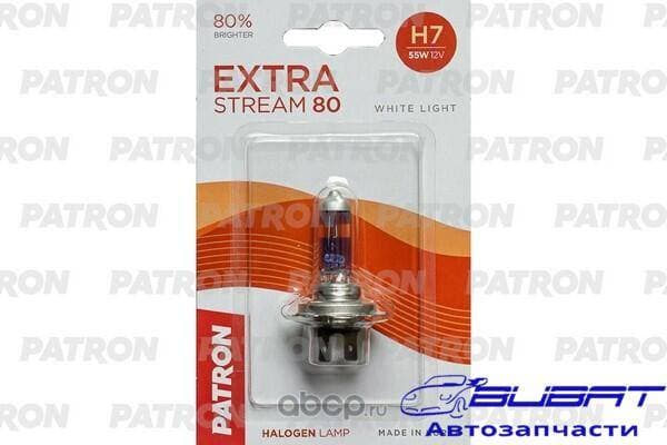Лампа галогенная блистер 1шт H7 12V 55W 3500K PX26d Extra Stream 80 (+80% яркости, белый свет, +40м светового потока) Сделано в Корее