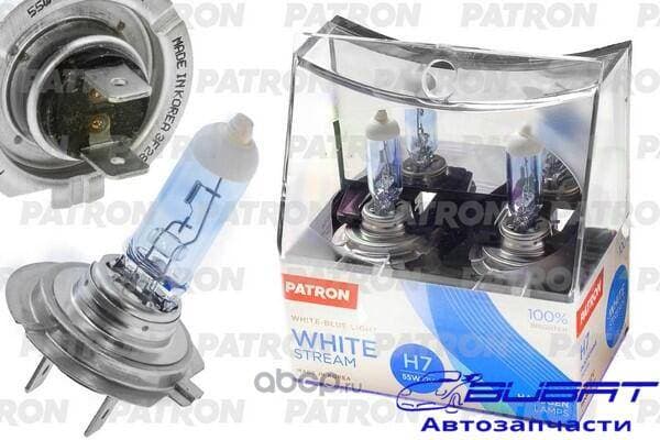 Комплект ламп галогенных коробка 2шт H7 12V 55W 3800K PX26d White Stream (+100% яркости, яркий белый свет, +50м светового потока) Сделано в Корее