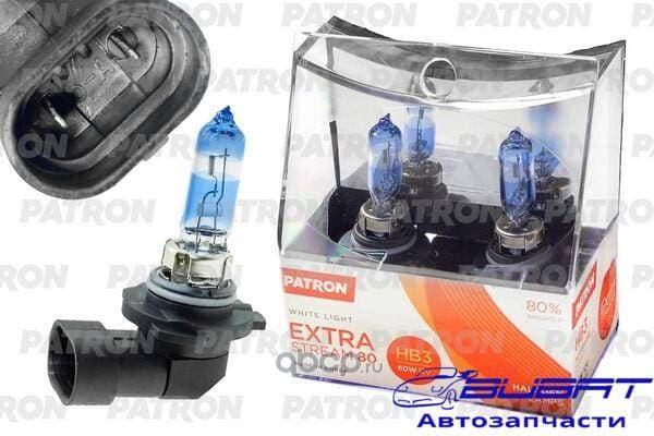 Комплект ламп галогенных коробка 2шт HB3 12V 60W 3500K P20d Extra Stream 80 (+80% яркости, белый свет, +40м светового потока) Сделано в Корее