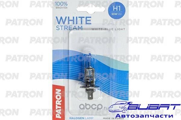 Лампа галогенная блистер 1шт H1 12V 55W 3800K P14.5s White Stream (+100% яркости, яркий белый свет, +50м светового потока) Сделано в Корее