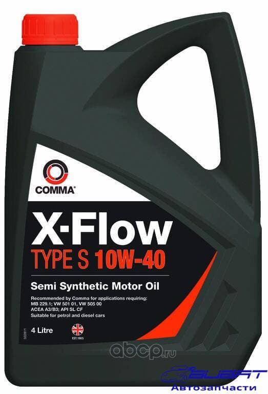 Масло моторное!\ ACEA A3/B3, API SL/CF, MB 229.1, VW 501.01/505.00 COMMA 10W40 X-FLOW TYPE S (4L)_