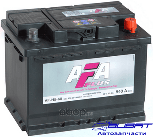 Аккумулятор AFA PLUS 60 А/ч 560 408 054 обратная R+ EN 540A 242x175x190 AF-H5-60 AF-H5-60
