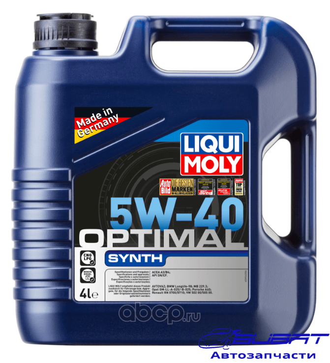 Масло моторное Optimal Synth 5W-40 SN, A3/B4 4л Аналог 2293