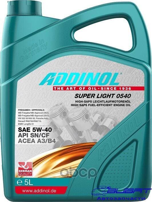 Моторное масло ADDINOL Super Light 0540 SAE 5W-40 (5л)