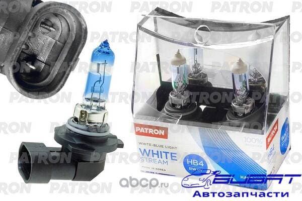 Комплект ламп галогенных коробка 2шт HB4 12V 51W 3800K P22d White Stream (+100% яркости, яркий белый свет, +50м светового потока) Сделано в Корее