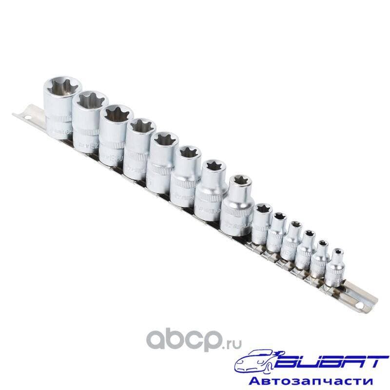 Набор головок 1/2" и 1/4" TORX 14пр. (E4-E24), пласт.подвес (AT-BS-35)
