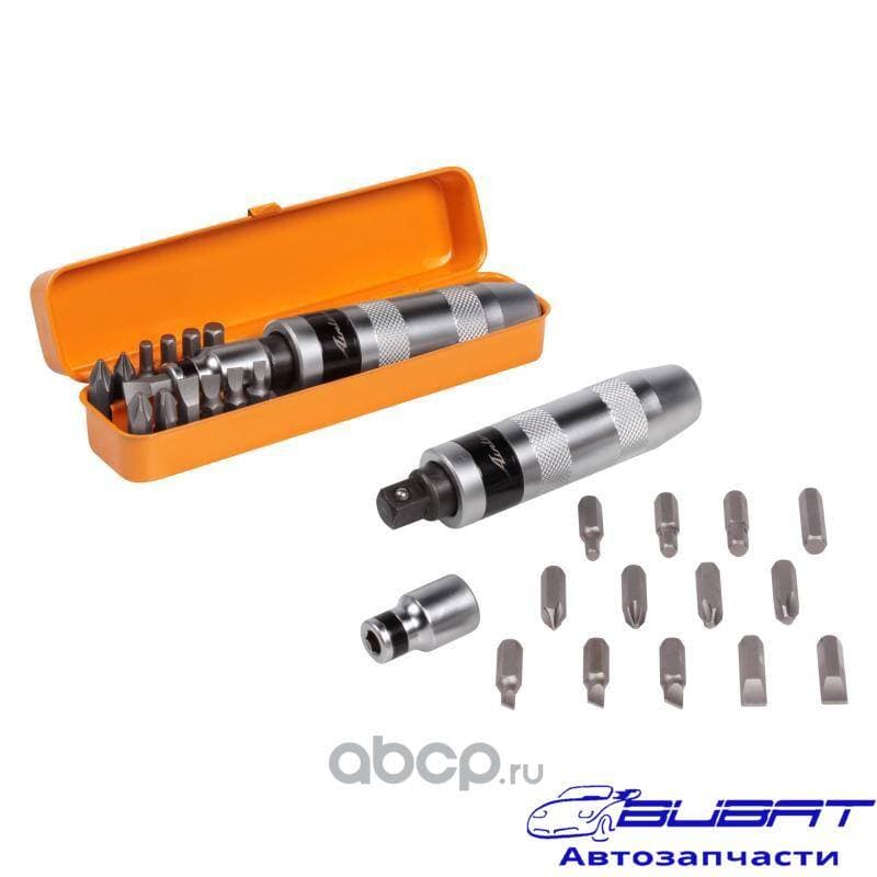 Отвёртка ударная с битами-вставками 5/16", набор 15 пр. (AT-IHS-01)